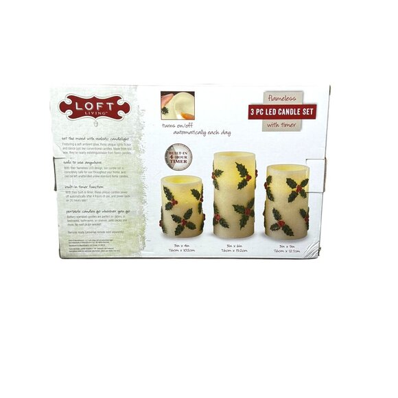 Loft Living 3 Piece LED Flameless Candle Set With Timer - Picture 8 of 13